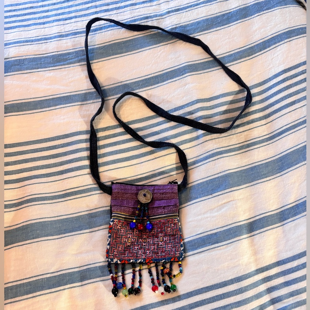 Multi-color, Beaded, Shoulder Strap Pouch